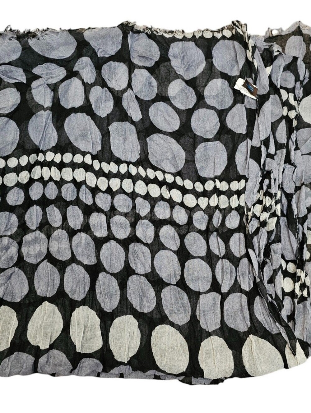 Tasha Womens Large 36" x 65" Rectangular Scarf Shawl Polka Dot Blue Cream